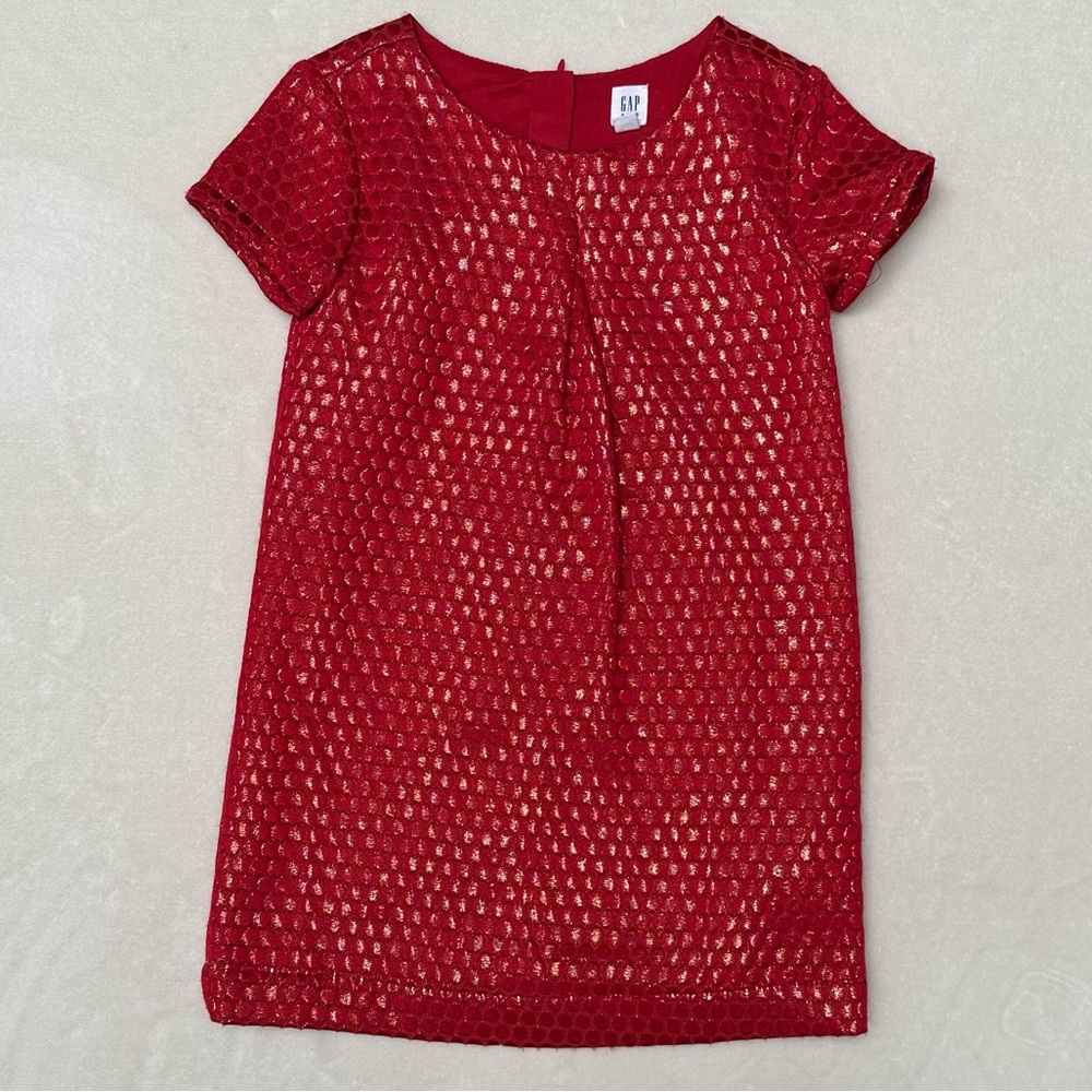 GAP Girls Size S 6-7 Red Shimmer Textured Holiday Dress